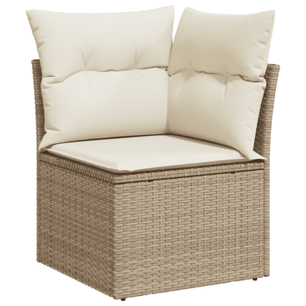 Soffgrupp för trädgård med dynor 4 delar beige konstrotting
