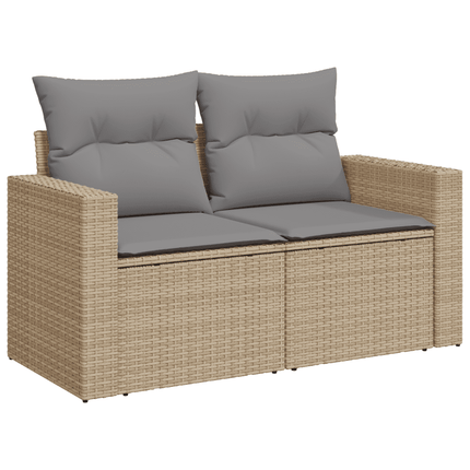 Soffgrupp för trädgård med dynor 10 delar beige konstrotting