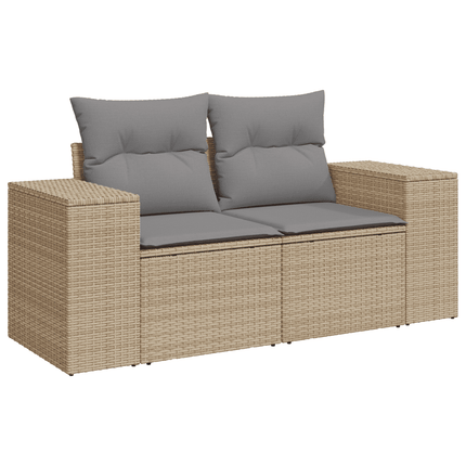 Soffgrupp för trädgården med dynor 9 delar beige konstrotting