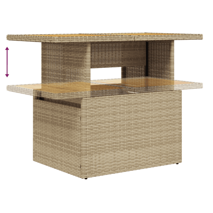 Matgrupp för trädgården med dynor 7 delar beige konstrotting