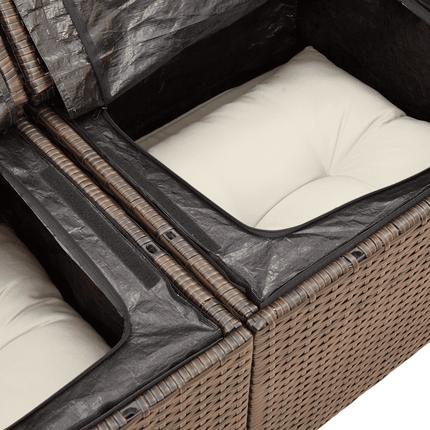 Loungegrupp för trädgården med dynor 9 delar konstrotting brun