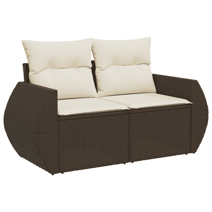 Loungegrupp 10 delar med brun dynor konstrotting