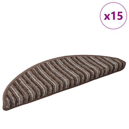 Självhäftande trappmattor 15 st 56 x 17 x 3 cm Non-Slip Brun