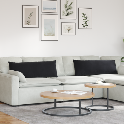 Sofakuddar 2 pcs Svart 120 x 40 cm Kordread tyg