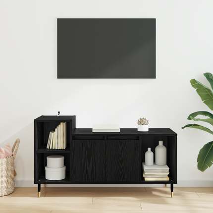 TV-skåp 100 x 35 x 55 cm Svart Ek Konstruerat trä