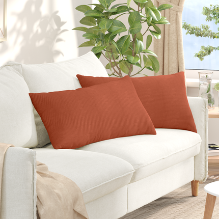 Sofakuddar 2 pcs Röd orange 80 x 40 cm Kordread tyg