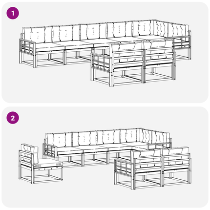 Utomhussoffset 8 st Naturlig och ljusgrå