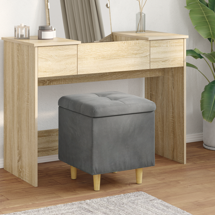 Förvaringspall med kudde Mörkgrå 40 x 40 x 45 cm Sammet