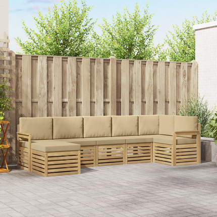 Utomhussoffset 6 st Vit och beige Polyester