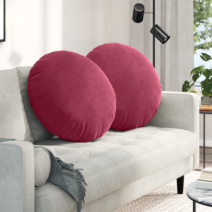 Sittkuddar 2 st Sammet Vinröd Ø60 x 21 cm