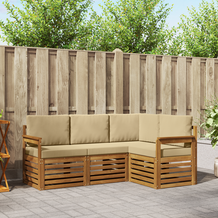 Utomhussoffset 4 st Naturlig och Beige Polyester