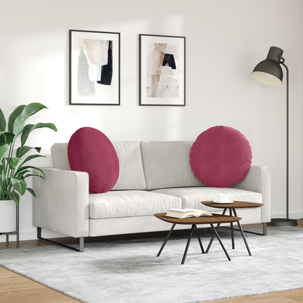 Sittkuddar 2 st Sammet Vinröd Ø60 x 21 cm