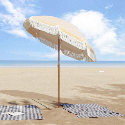 Badparasol Gul och Vit 160 x 160 x 196 cm Polyester och Stål