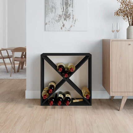 Vinskåp svart 62x25x62 cm massiv furu