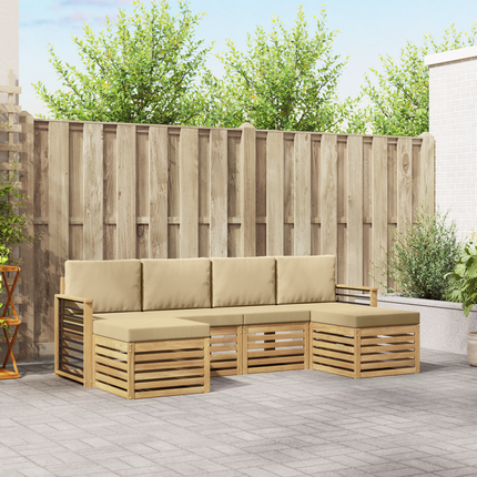 Utomhussoffset 6 st Vit och Beige Polyester