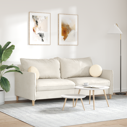 Sittkuddar 2 st Kordread tyg Kräm Ø30 x 13 cm