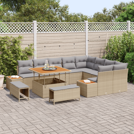Trädgårdsoffset 12 st 11-Antal sittplatser Beige och Ljusgrå