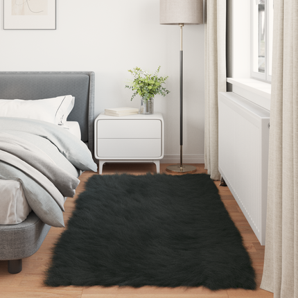 Fuskfäll matta TAFALLA Svart 80 x 200 cm Polyester