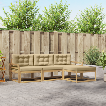 Utomhussoffset 4 st Vit och Beige Polyester