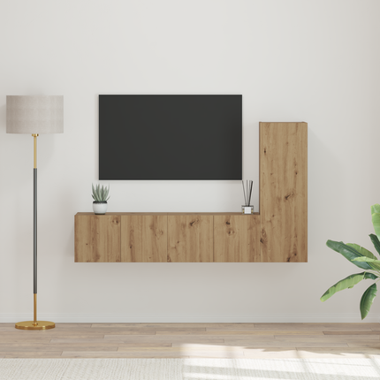 TV-bänkset 3 st Artisan Ek Konstruerat trä