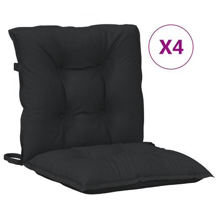 Lågryggs Stolsdynor Set 4 st Polyester Melange Svart
