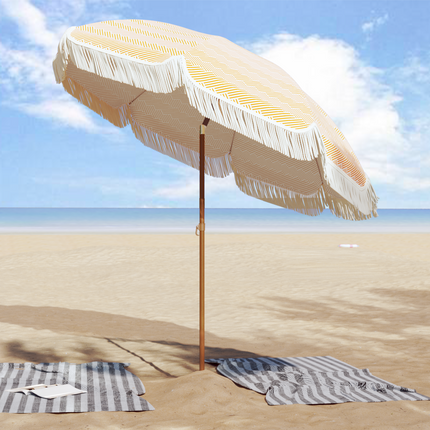 Badparasol Gul och Vit 205 x 205 x 210 cm Polyester och Stål