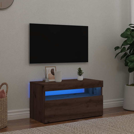 TV-bänk med LED-lampor artisan ek 75x35x40 cm konstruerat trä