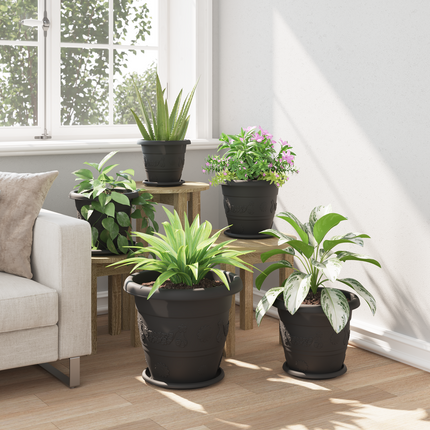 Rund Blomkruka 24 st Svart Ø 27 x 2,5 cm Plast