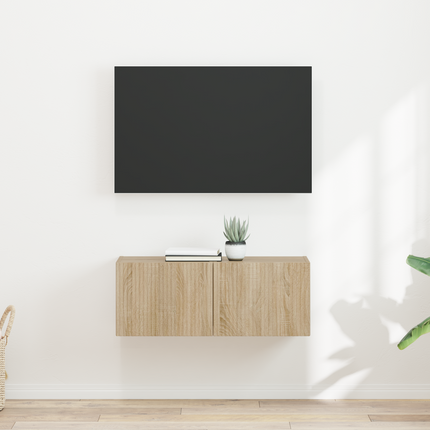 TV Vägghylla 2 st Sonoma Konstruerat trä