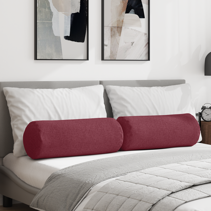 Bolsterkuddar 2 pcs Vinröd Ø 25 x 70 cm tyg