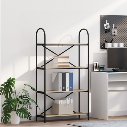 Hyllsystem 4 nivåer 80 x 30 x 146 cm Konstruerat trä Sonoma-ek