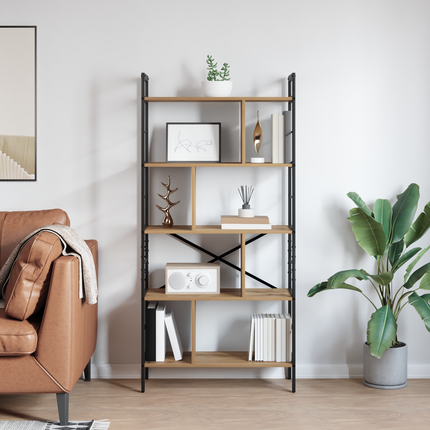 Hyllsystem 9 nivåer 75 x 30 x 156 cm Konstruerat trä Artisan Ek