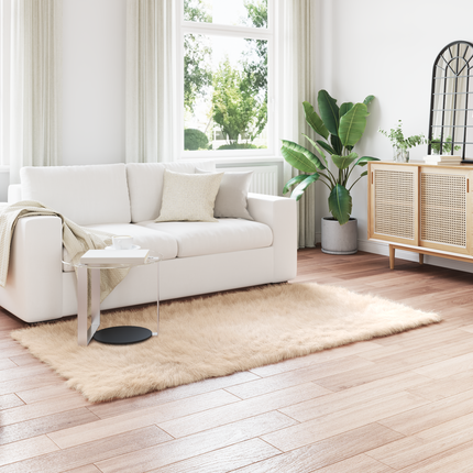 Fuskfäll matta TAFALLA Beige 100 x 200 cm Polyester