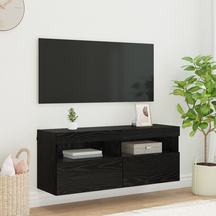 TV Vägghylla 100 x 30 x 40 cm Svart Ek Konstruerat trä