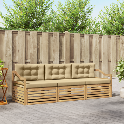Utomhussoffset 3 st Vit och Beige Polyester