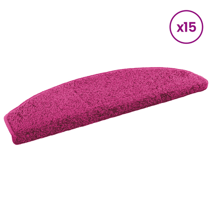Självhäftande trappmattor 15 st 80 x 24,5 x 3,5 cm Rosa