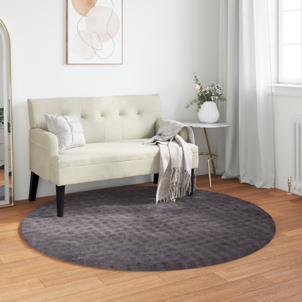 Områdesmattor Rund SIROLO Antracit Ø 120 CM Polyester