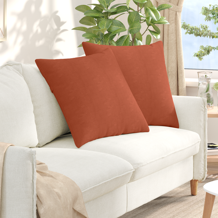 Sofakuddar 2 pcs Röd orange 60 x 60 cm Kordread tyg