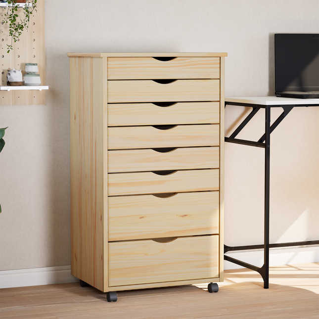Rullande Skåp med Lådor MOSS 53 x 39 x 103 cm Massivt tallträ