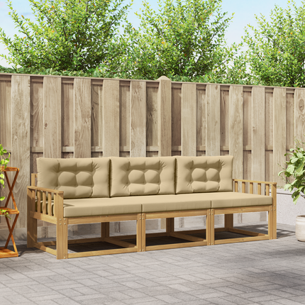 Utomhussoffset 3 st Vit och Beige Polyester