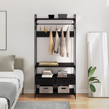 Garderob Svart ek 89 x 39 x 184.5 cm Konstruerat trä