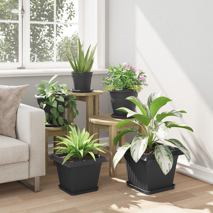 Kvadratisk Blomkruka 24 st Svart 28,5 x 28,5 x 22 cm Plast