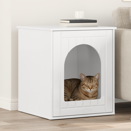 Katt hus Glansig Vit 53 x 52 x 62 cm Konstruerat trä