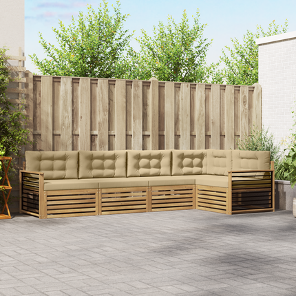 Utomhussoffset 6 st Vit och Beige Polyester