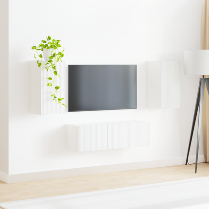 TV väggskåp set 4 st Vit Konstruerat trä