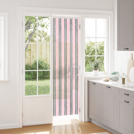 Insektsgardin Chenille Silvergrå och Rosa 56 x 200 cm 100% PP