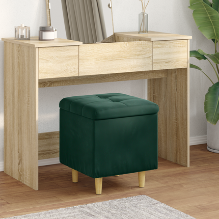 Förvaringspall med kudde Mörkgrön 40 x 40 x 45 cm Sammet