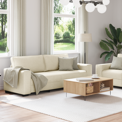 Soffa 2 st Beige Linnenblandad tyg