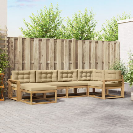 Utomhussoffset 5 st Vit och Beige Polyester
