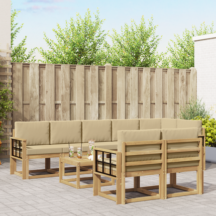 Utomhussoffset 9 st Vit och Beige Polyester